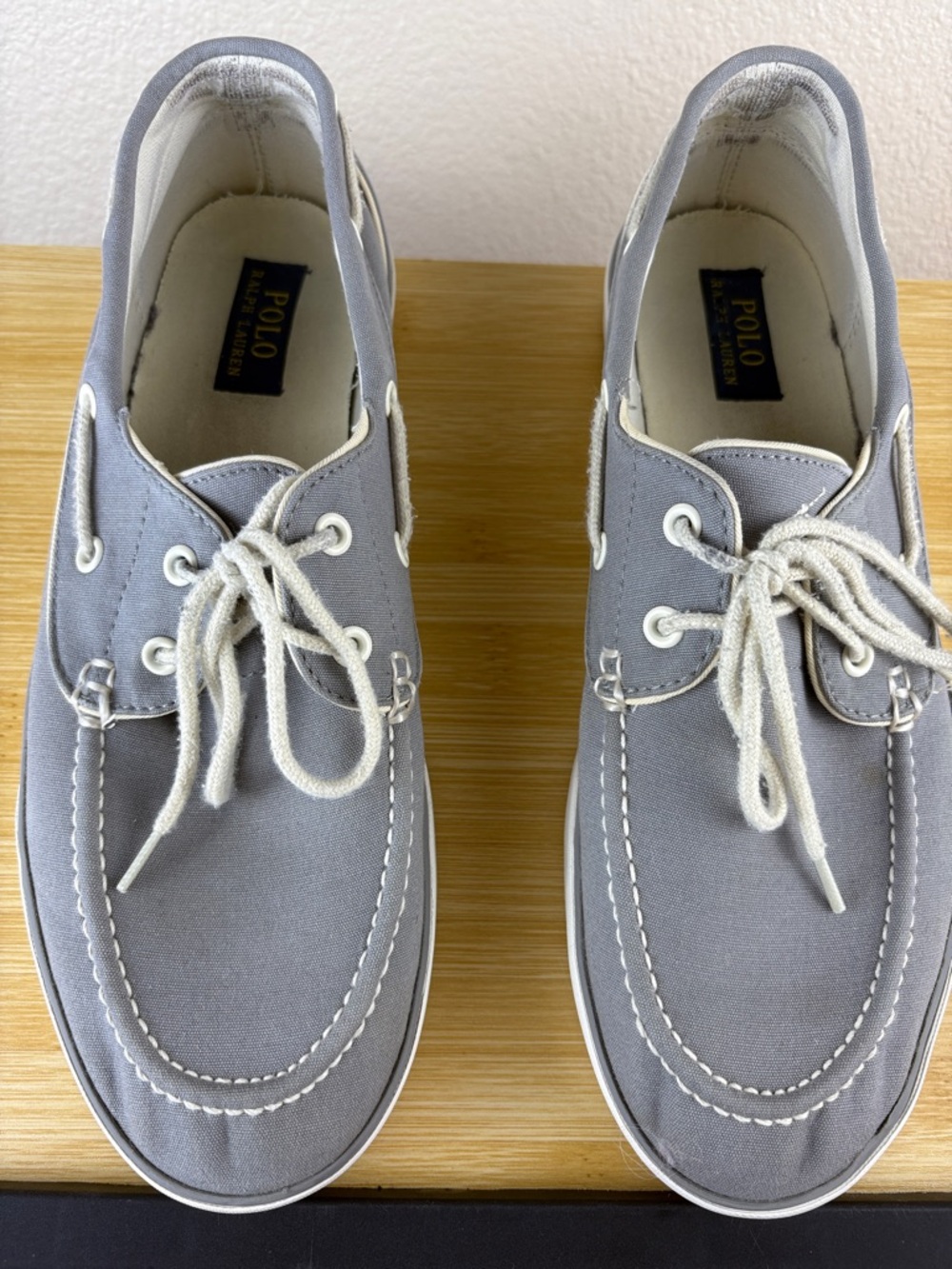 Polo Ralph Lauren Sander Grey Canvas Boat Shoes Men's Size 10 Preppy Casual